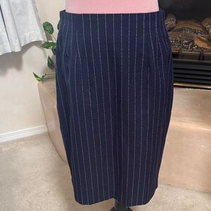 Norton McNaughton Navy Pinstripe Pencil Skirt